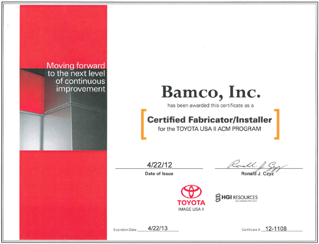 Toyota USA II ACM Certified BAMCO Inc.